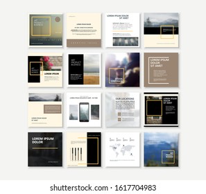 Social media pack Posts for internet content, site for Bloggers, Fashion, ad, Lifestyle brands, Creative businesses blog. Set of square Presentation templates. Unique website slider frames.