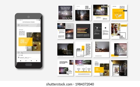Social media pack Posts for internet content, site for Bloggers, Fashion, ad, Lifestyle brands, Creative businesses blog. Set of square Presentation templates. Unique trendy website slider frames.