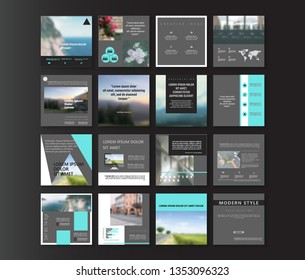 Social media pack. Set of minimal modern blog posts or Editable simple info banner shop, trendy covers idea. Slides for app, web design digital style. Square handpicked beauty layout design, brochure 