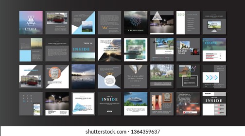 Social media pack. Set of minimal modern blog posts or Editable simple info banner shop, trendy covers idea. Slides for app, web digital style. Square handpicked beauty screen. Technology collection