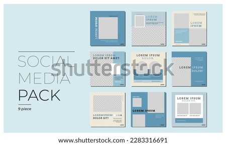 Social media pack set template. Modern and minimal post designs, grid view, background and shapes. Vector.
