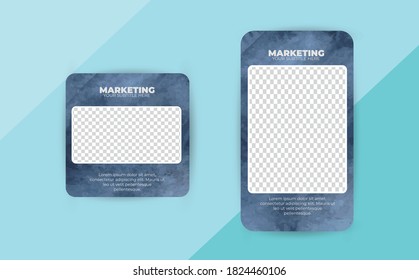 Social media pack template for discount and special offer. Modern promotion square web banner for mobile apps. Geometric abstract pattern frame and background layout. Elegant sale and promo