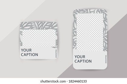 Social media pack template for discount and special offer. Modern promotion square web banner for mobile apps. Geometric abstract pattern frame and background layout. Elegant sale and promo