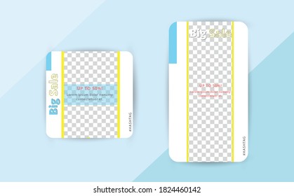 Social media pack template for discount and special offer. Modern promotion square web banner for mobile apps. Geometric abstract pattern frame and background layout. Elegant sale and promo