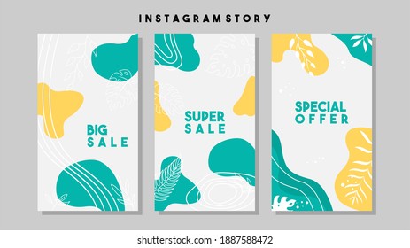 Social media pack template for discount and special offer. Modern promotion square web banner for mobile apps. Elegant sale and promo