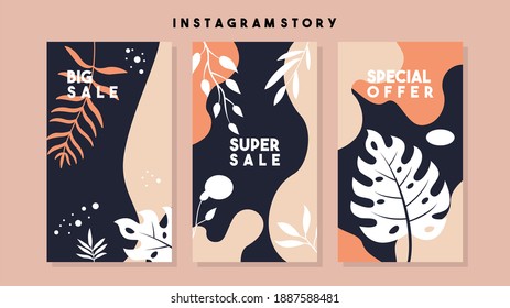 Social media pack template for discount and special offer. Modern promotion square web banner for mobile apps. Elegant sale and promo