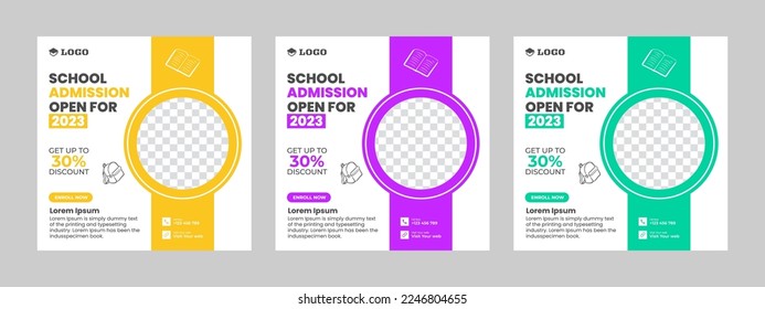 Paket Social Media Vorlage Bildungsbanner und Back-to-School Social Media-Paket Vorlage und Web-Banner.School Aufnahme Square Banner.