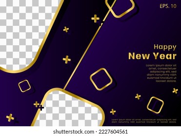 Social media pack template premium vector with golden in the dark. happy new year.