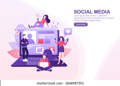 Social media people. Digital marketing illustration. Digital communication. Photo frame. Social media people in cartoon style. Isometric vector illustration.