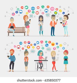 Social media people set. Vector illustration.