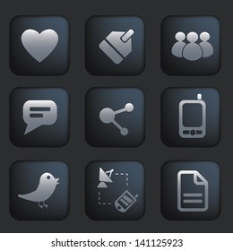 social media, phone, smartphone, computer interface icons, buttons set, vector
