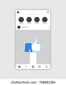 Social Media Photo frame with hand. vector illustration