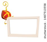 Social media photo frame with Saint Nicholas or Sinterklaas theme golden crosier stick and mitre - isolated on transparent background