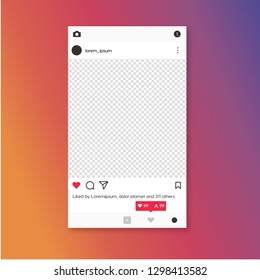 Social Media Photo Frame Template Stories Mobile Interface. Social Network Post. C For Your Photo. Mockup. Vector Illustration. - Vector