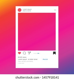 Interface móvel de histórias de modelo de moldura de foto de mídia social. Publicação na rede social. Moldura do Instagram para sua foto. Maquete. Ilustração vetorial. - Vector