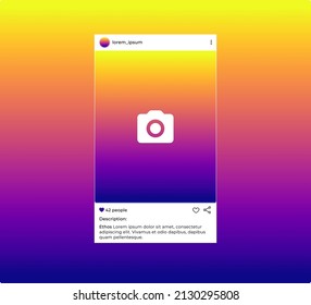 Social media photo frame template stories mobile interface. Social network post. Instagram Frame for your photo. Mockup. Vector illustration. - Vector