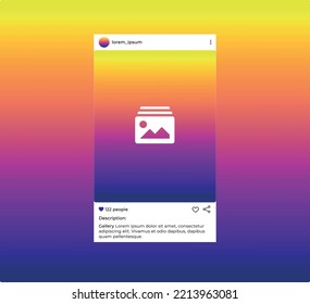 Social media Photo frame template stories mobile interface. Social network post. Gallery symbol illustration. Mockup. Vector illustration. - Vector