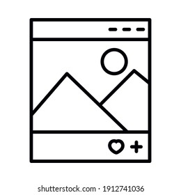 social media picture post icon over white background, line style, vector illustration