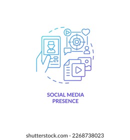 Social media platform blue gradient concept icon. Medical industry. Digital strategy in medicine abstract idea thin line illustration. Isolated outline drawing. Myriad Pro-Bold font used