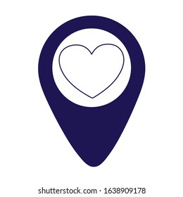 social media pointer location love heart romantic icon vector illustration