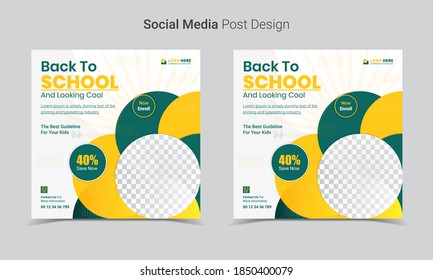 Social media post ad banner design, for Education and Back to School Program, School admission business marketing, square, web ads banners Bundle promotions design, Layout, shape, template, set.