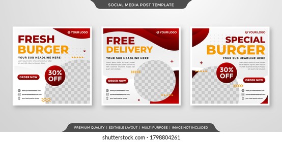 social media post ads template with minimalist style use for food menu promotion 
