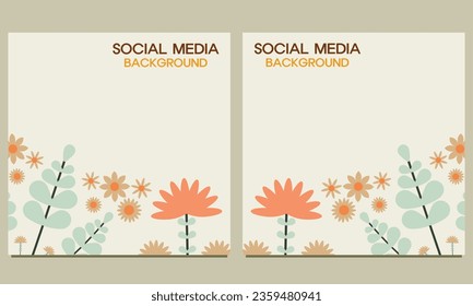 social media post background with natural floral ornament. Suitable for social media post, banner design and internet ads.