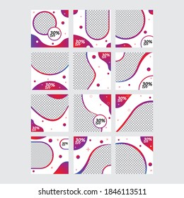 Social media post background set, template promotion sale for website and mobile phone
