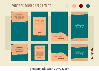 Social media post background template. Vintage torn paper effect. Good for restaurants, headlines, quotes, graphic and web design, marketing materials. Vector.