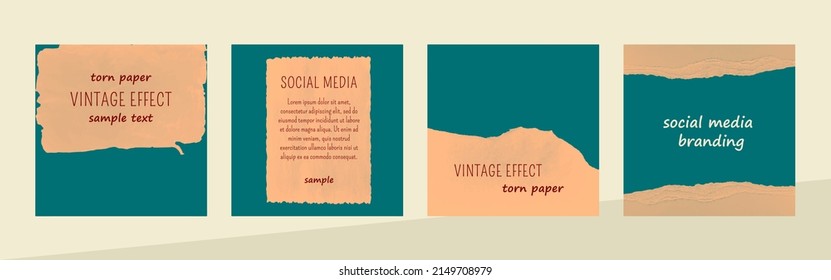 Social media post background template. Vintage torn paper effect. Good for restaurants, headlines, quotes, graphic and web design, marketing materials. Vector.