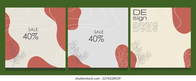 social media post background template, botanical background with soft colors.
