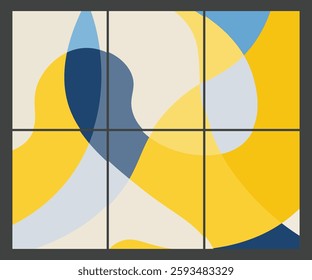 A social media post background template with abstract geometric shapes in yellow, blue, and white. Perfect for social media posts, branding, and creative content. Stylish and versatile design