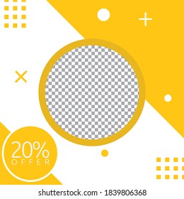 Social media post background with yellow color for ads, promotion discount