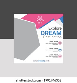Social media post banner with angled shape design template