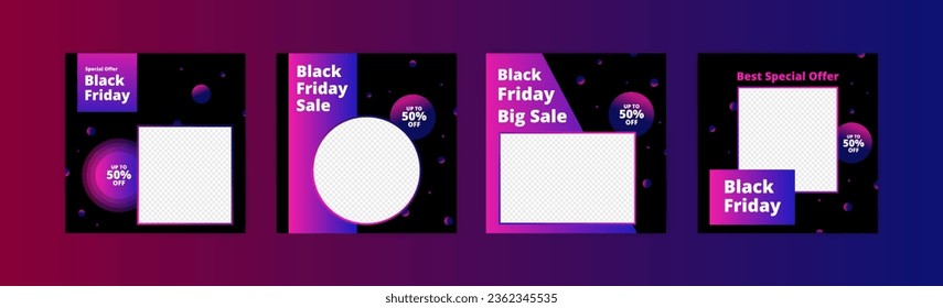 Social media post banner for Black Friday. Vector for product promotion and marketing on Black Friday