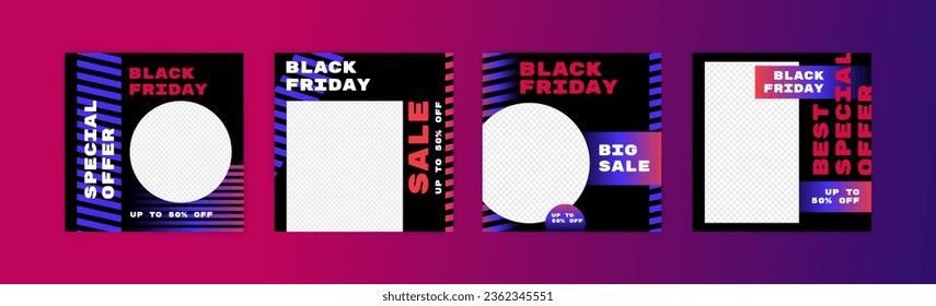 Social media post banner for Black Friday. Vector for product promotion and marketing on Black Friday