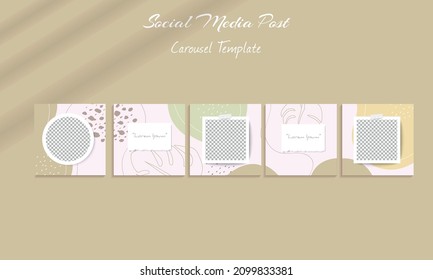 Social media post banner carousel template with beautiful earthy background