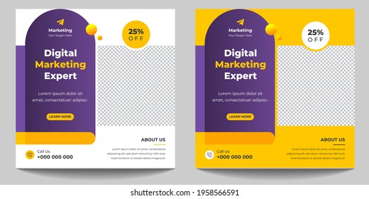 social media post banner design template. digital business marketing post. Digital Marketing Social Media Post banner Template, Digital marketing agency post banner, Digital marketing expert banner.