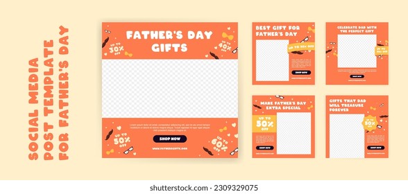 Social media post banner design template for Father's Day gift sale promotion