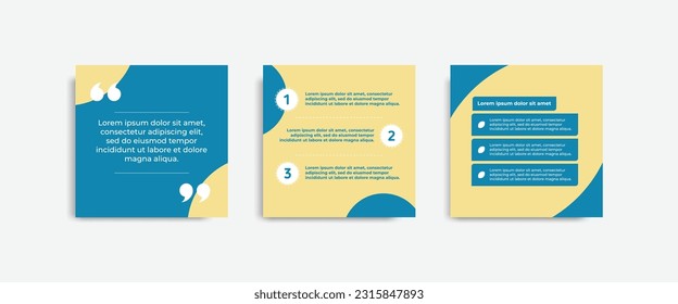 Social media post and banner design tutorial, tip, trick, quick tips, layout template with geometric background design in blue, white, yellow color. Vector illustration