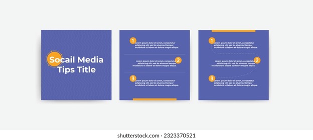 Social media post and banner design tutorial, tip, trick, quick tips, layout template design in blue, purple and white color. Vector illustration