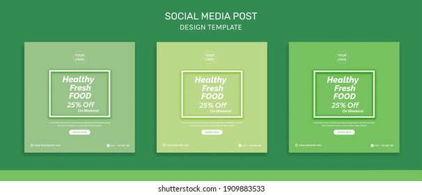 Social Media Post Banner For Food Promotion Offer Poster, Healthy Fresh Food Social Media Banner And Square Post. Food Social Media Banner Design Template