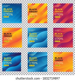 Social media post banner pack. 9 template in a pack. Can be used for any design of social media or website banner design. 