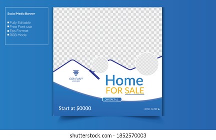 Social media post banner for real estate or house sale
