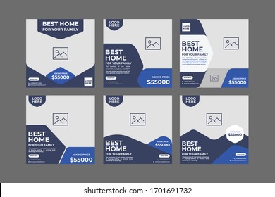 Social media post banner set for real estate or house sale 