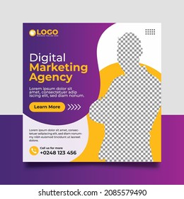 Social Media Post Banner, Square Flyer Template, Editable web Banner Post Design Template