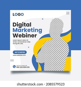 Social Media Post Banner, Square Flyer Template, Editable web Banner Post Design Template