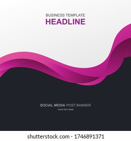 Social media post banner template with purple liquid waves. - Vector.