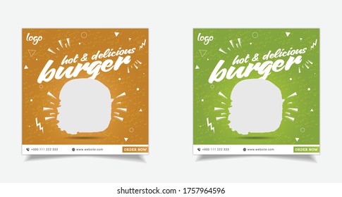 Social media post banner template for burger and foods