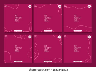 social media post banner template in girlish pink with abstract line doodle ornament